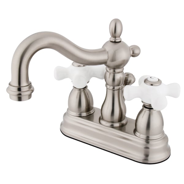 Heritage, 4" Centerset Bathroom Faucet, Brushed Nickel